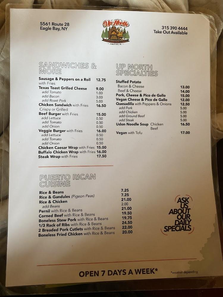 Up North Restaurant Menu image 2